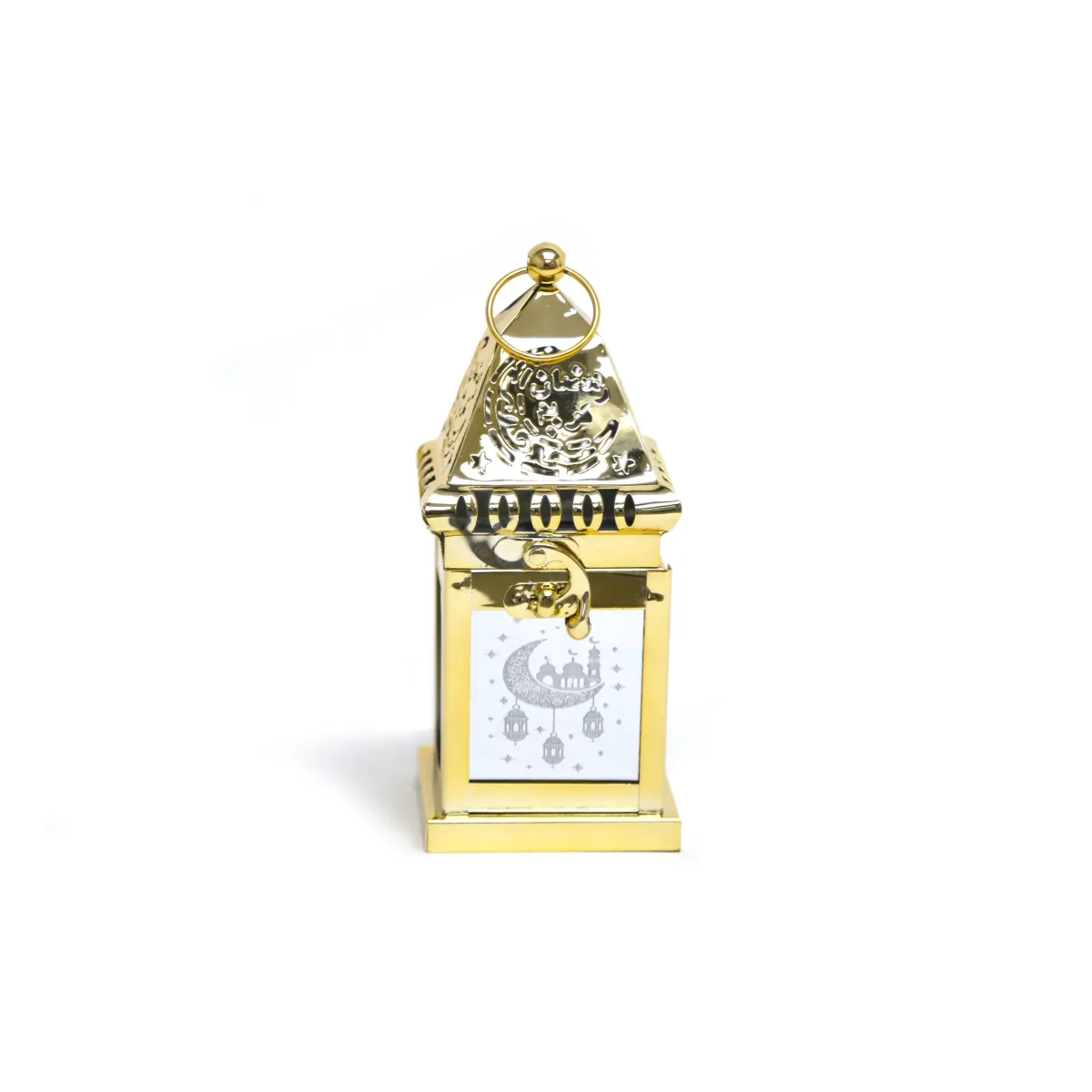 Gold LED Light Lantern with Diffuser – Elegant Ramadan Decoratives for Serene Evenings