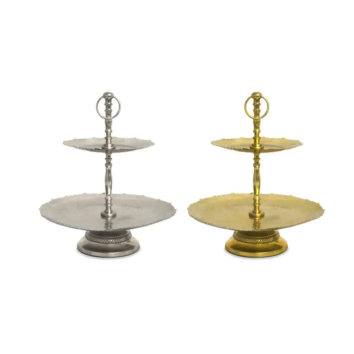 Two Tier Hammered Stand Decorative Display Stand
