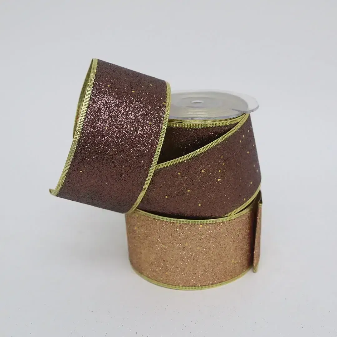 Wired Glittered Leather Ribbon