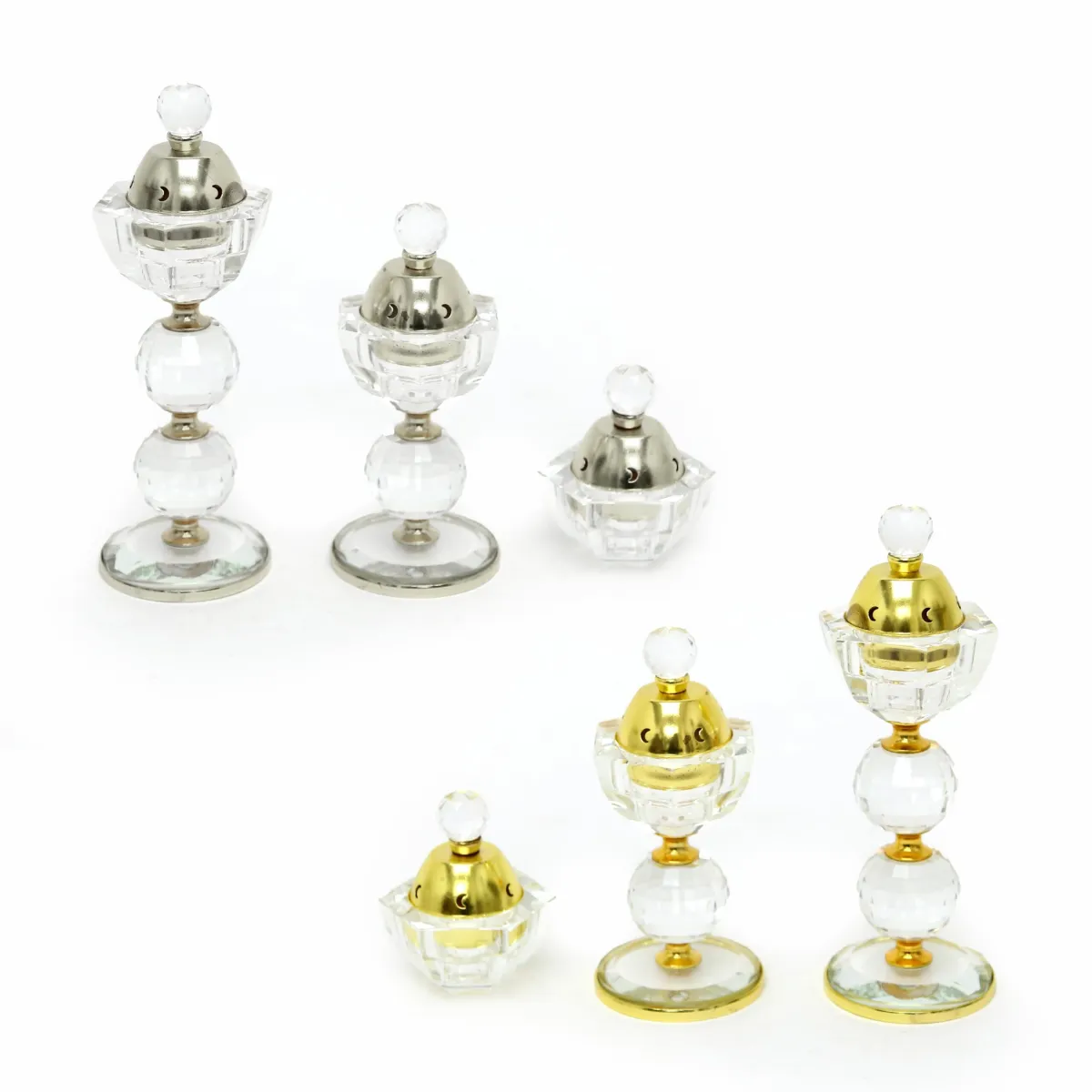 Metal Cover Crystal Incense Burner – Elegant Aromatherapy Decor, Traditional Bakhoor Burner, Home Fragrance Essential