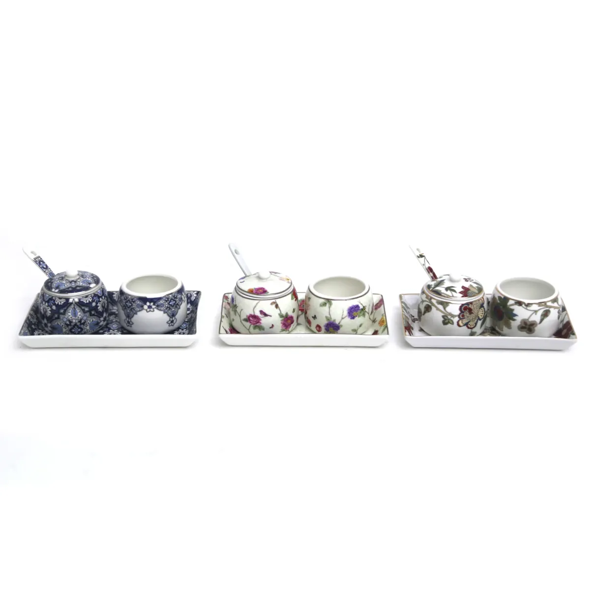 Pattern Sugar Pot/Creamer & Spoon Set