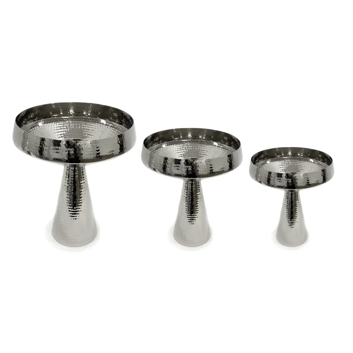 Silver Hammered Fruit Bowl W/Base