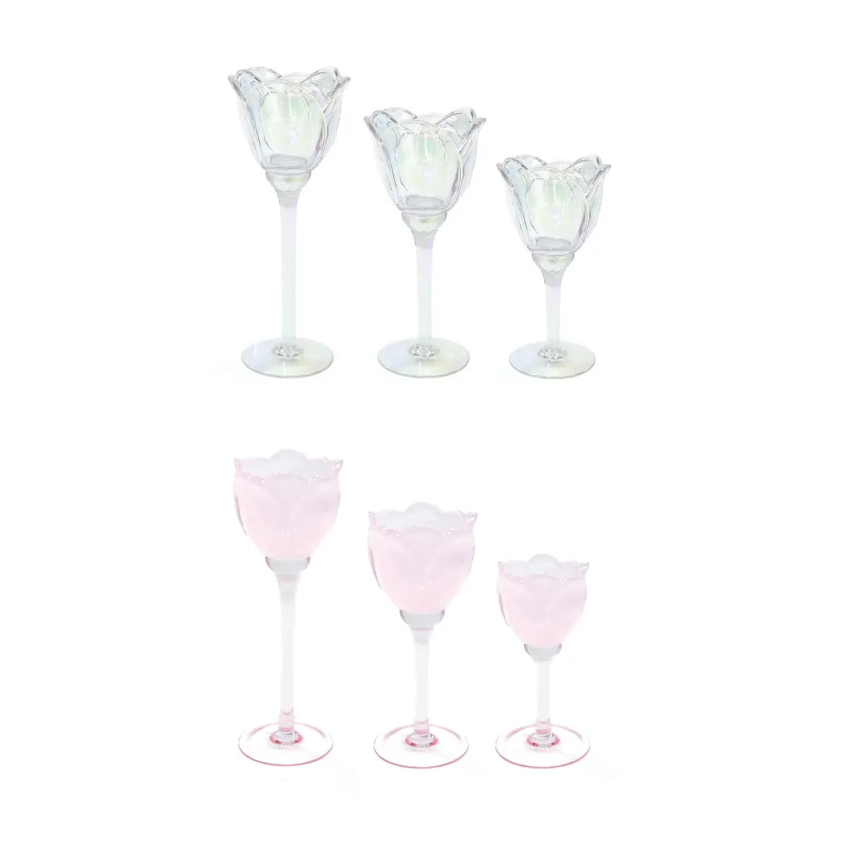 Closed Rose Glass Candle Holder – Footed Decor