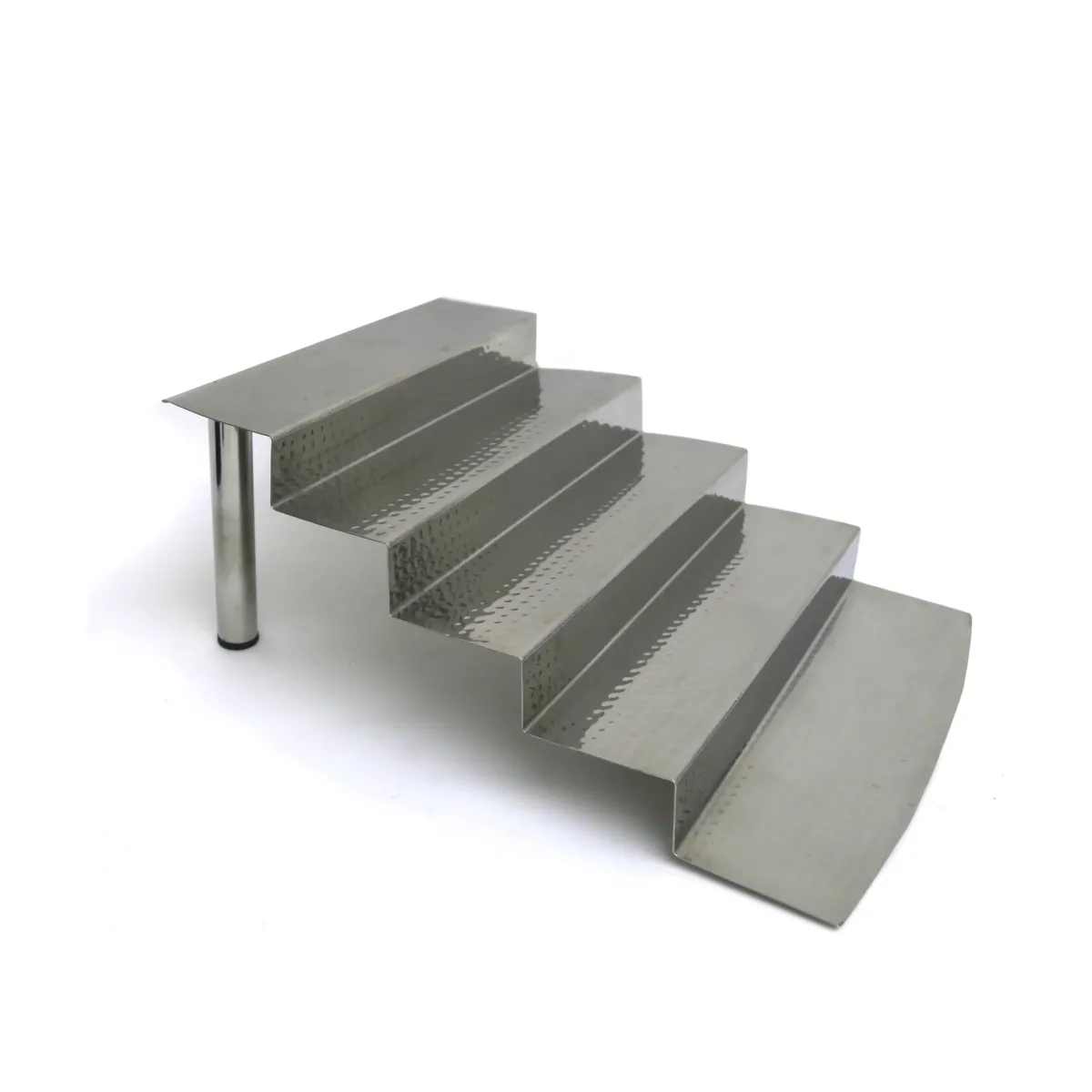 Straight Slide Hammered Stainless Steel Five Steps Stairs