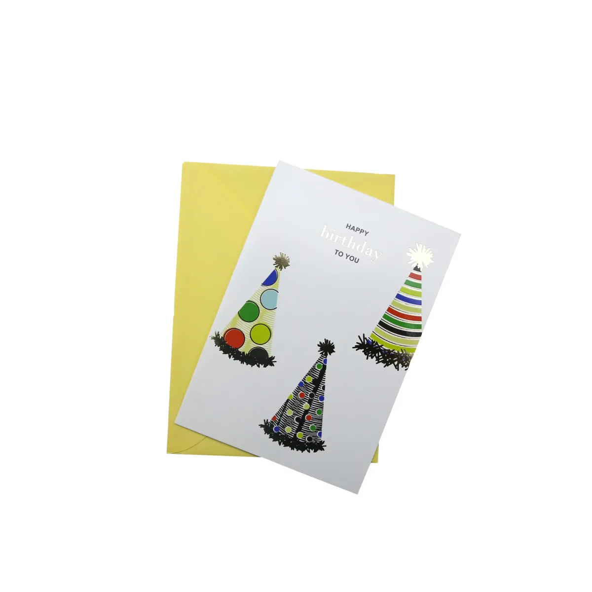 “Happy Birthday” with Colored Hat Gift Card – Add Festive Flair to Gifts!