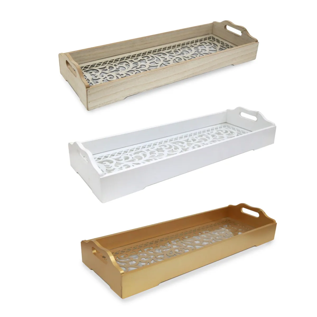 Rectangle Arabesque Glass Bottom Tray – Elegant Islamic Decoratives for Ramadan & Stylish Serving Solution
