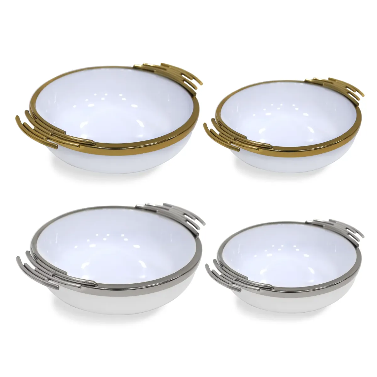 White & Metal Ceramic Bowl