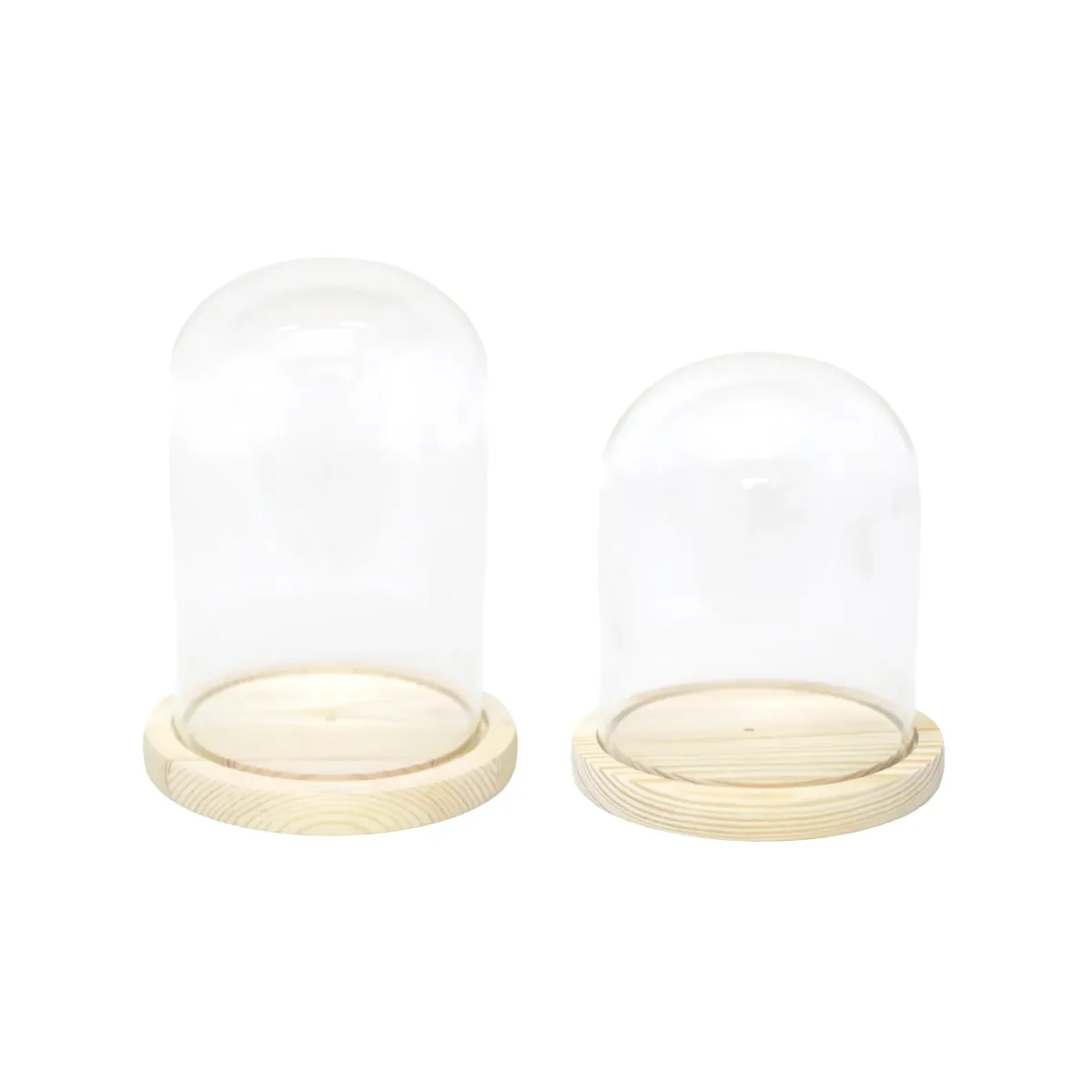 Glass Wood Base Candle Holder