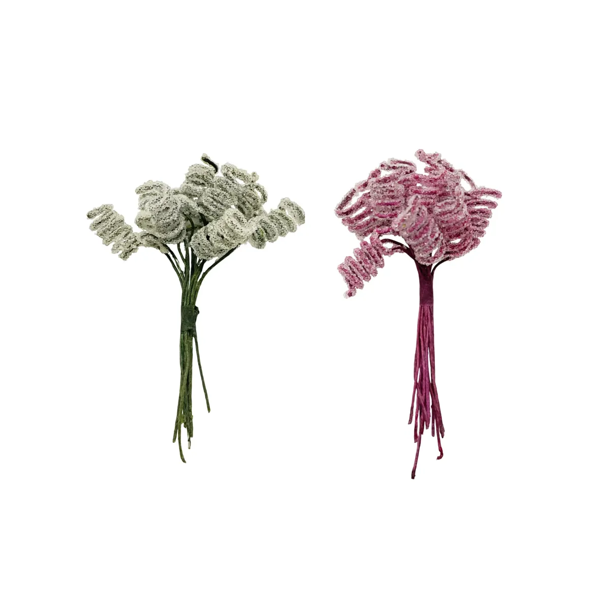 Glittered Silk Flower Motif Decoration