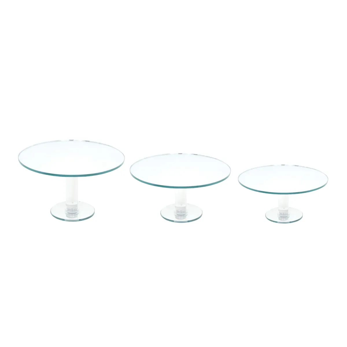 Round Mirror Glass Footed Tray – Elegant Raised Display Platform