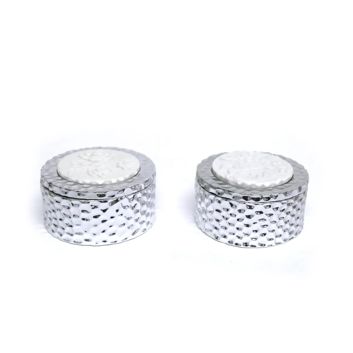 Silver Hammered Engraved Candle Box