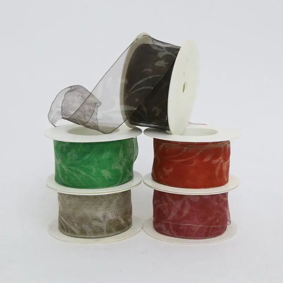 Faded Pattern Organza Ribbon