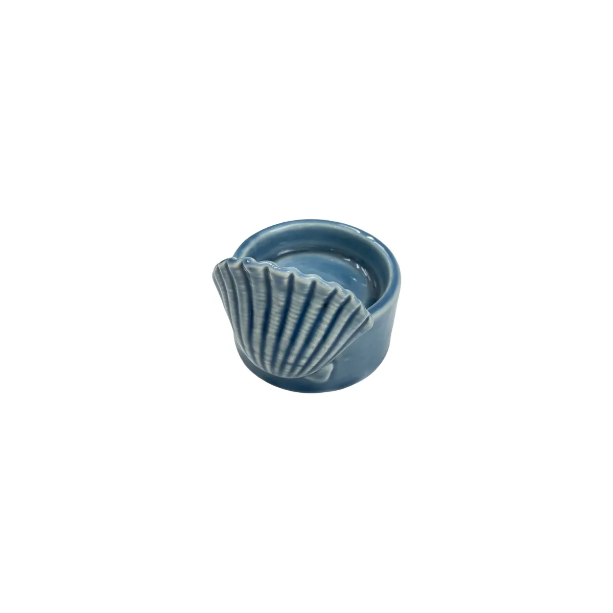 Blue Round Shell Candle Holder