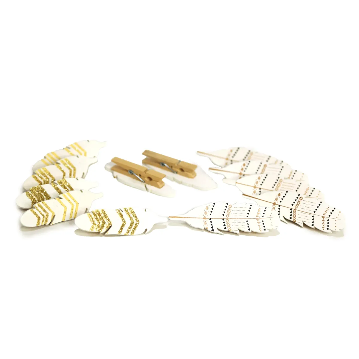 Pattern Design Wooden Feather Clips