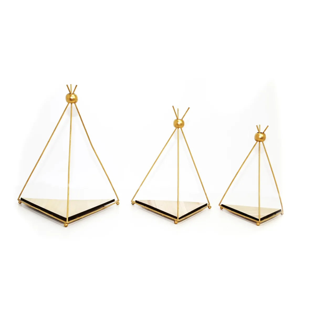 Metal Indian Tent With Triangle Wood Base
