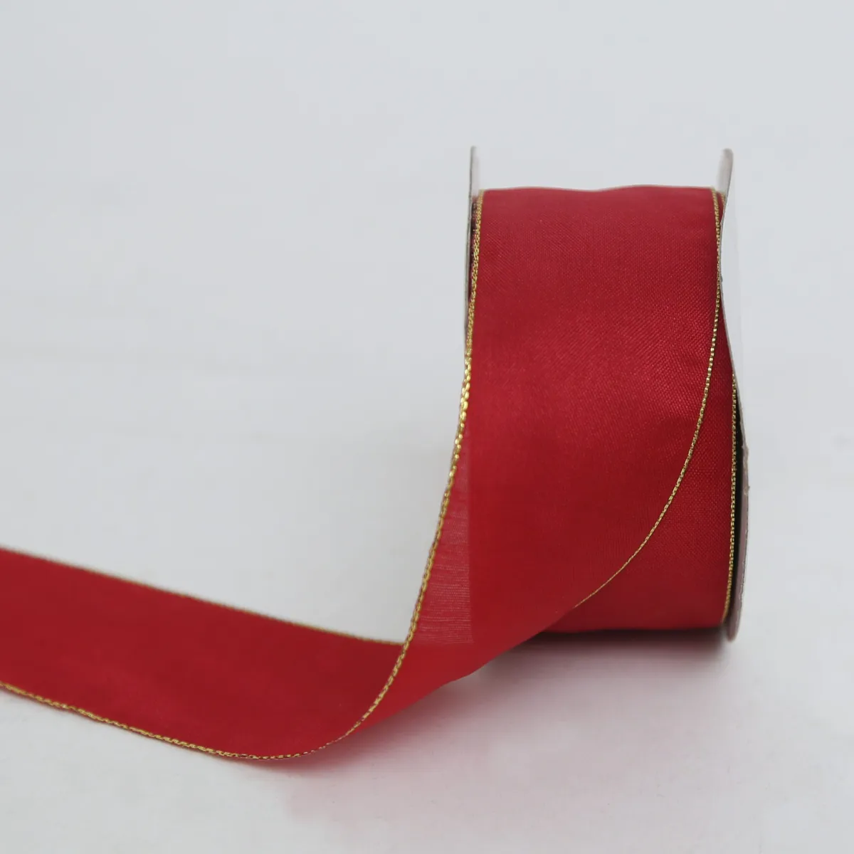 Red Satin Ribbon with Gold Edge – Elegant Trim