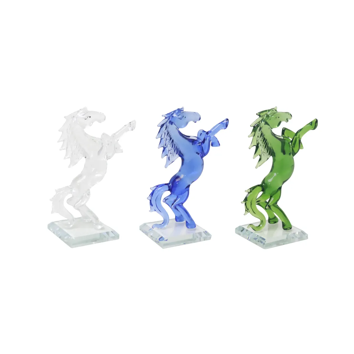 Rearing Glass Horse Sculpture