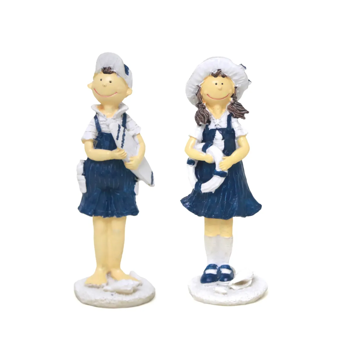 Standing Sailors with Surfboard & Shell – Nautical Figurines