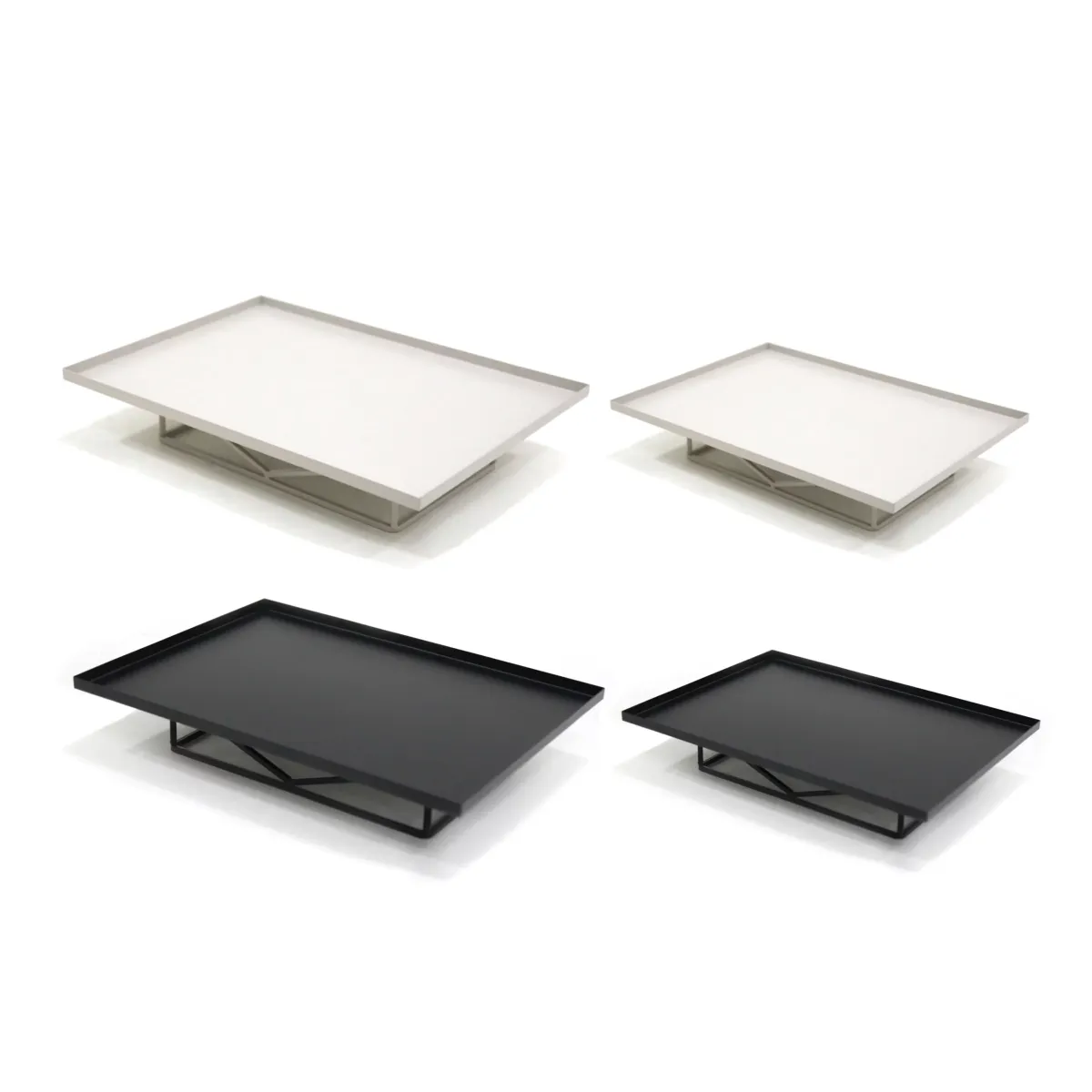 Rectangle Geometric Base Metal Stand Tray