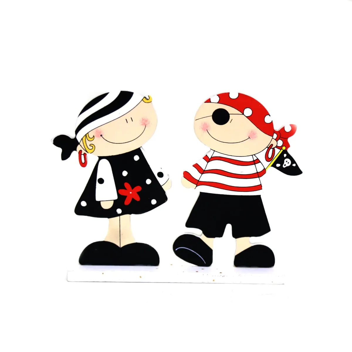 Girl & Boy Pirates Figurines – Nautical Décor Set