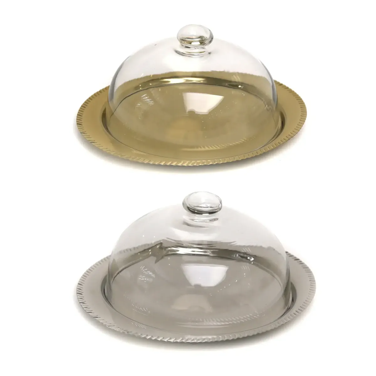 Stainless Steel Tray W/Clear Glass Cover