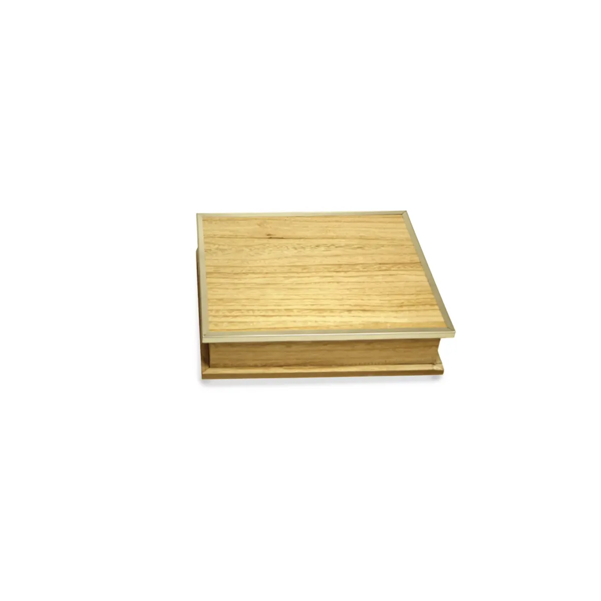 Wooden Box With Steel Rimmed Cover