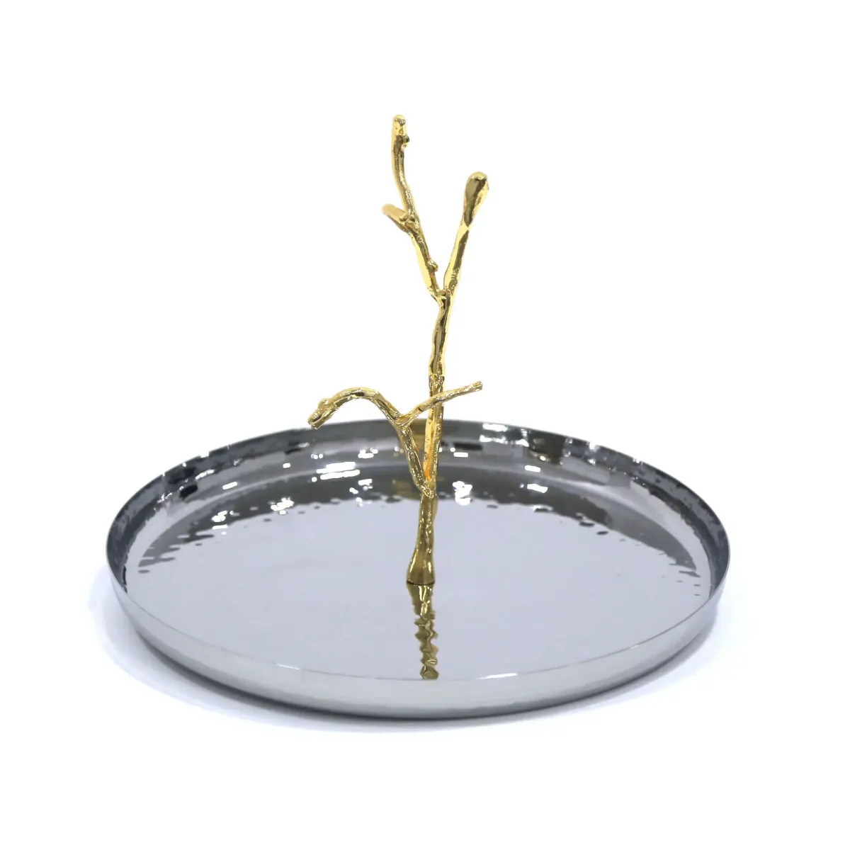 Gold ALU Branch Silver Hammered Platter – 31 cm