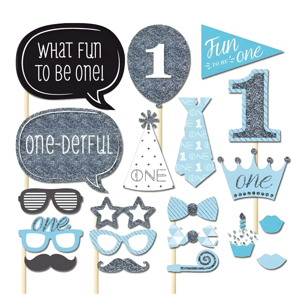 “One-Derful” Blue Props – First Birthday Fun