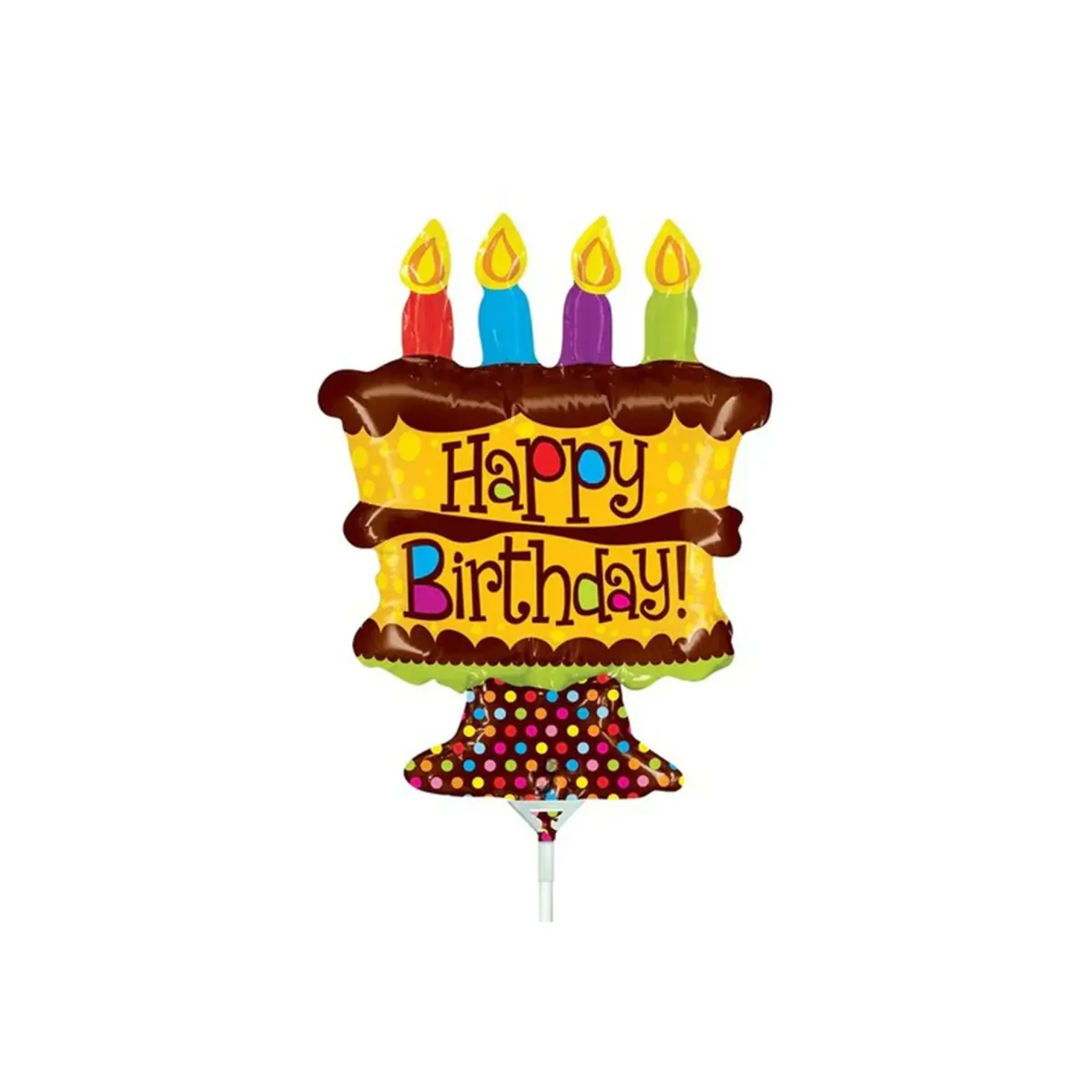 Happy Birthday Cake on a Stick Foil Balloon – Fun Accessories Party Must-Have | Articles Party Decoration