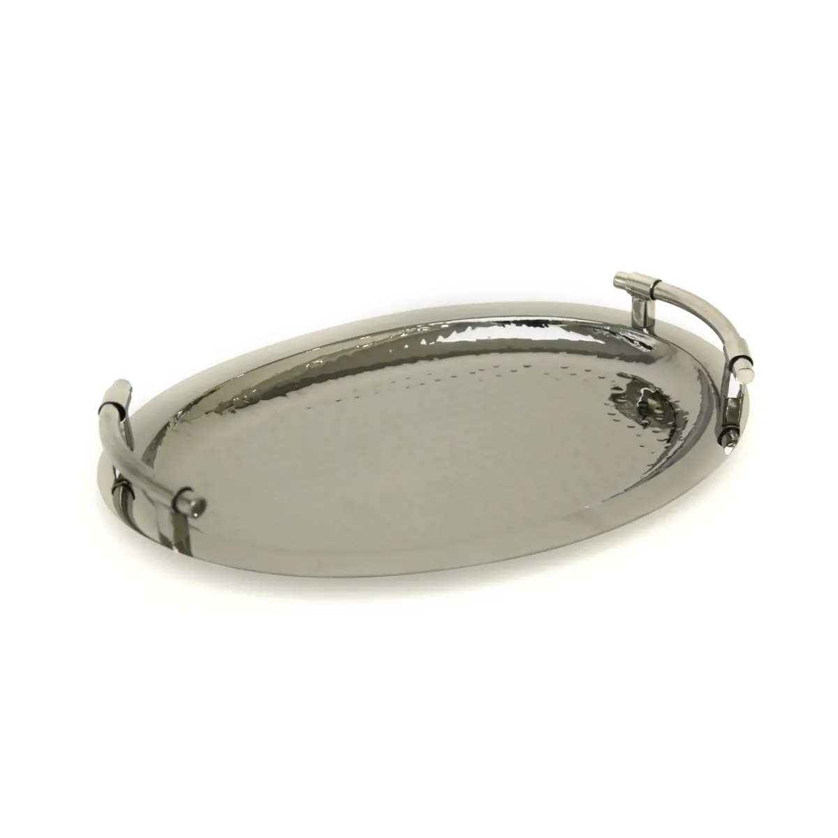 Oval Silver Hammered Tray