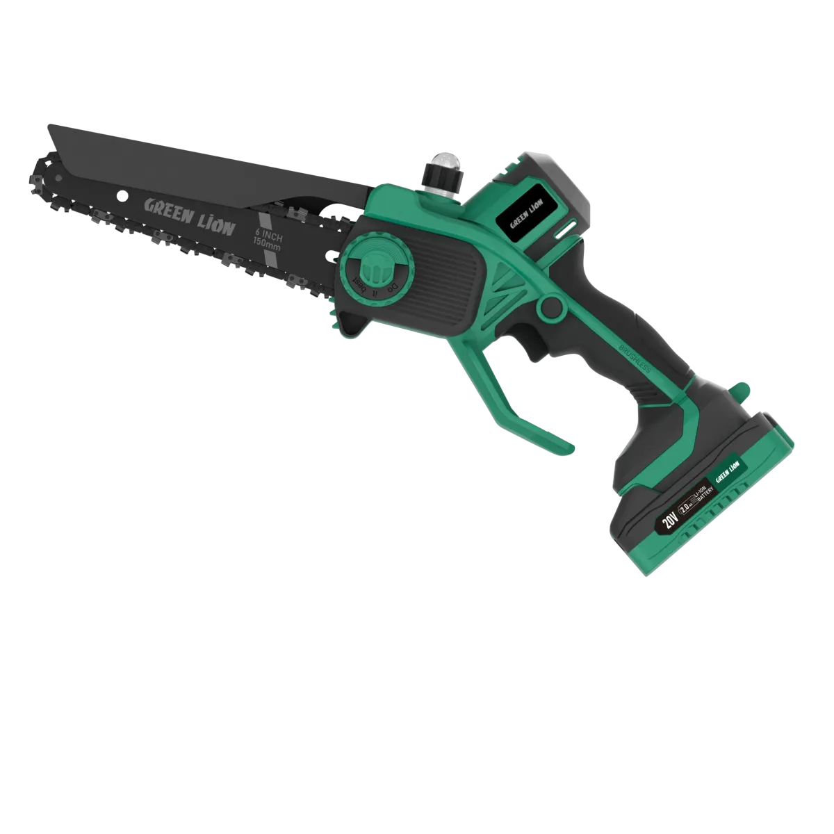 Green Lion GES-6 Cordless Electric Chainsaw 6” Bar 20V 2.0Ah Battery
