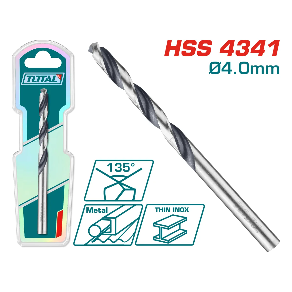 Total TAC1200404 4mm HSS Drill Bit