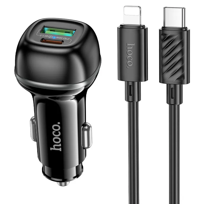 Hoco 48W Car charger Set with USB-C to Lightning Cable