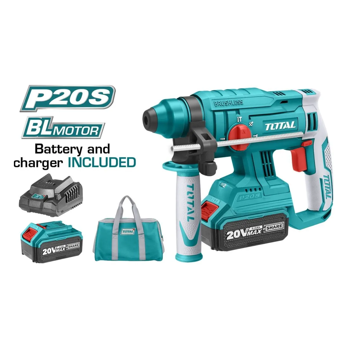Total TRHLI22012 20V SDS Plus Rotary Hammer Kit