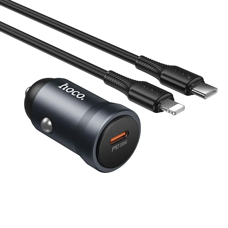 Hoco USB-C PD 30W Car Charger Set (USB-C to Lightning Cable)