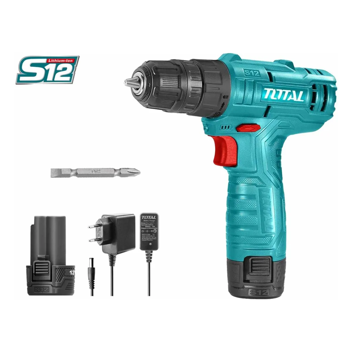 Total TDLI12415 12V Cordless Drill Kit