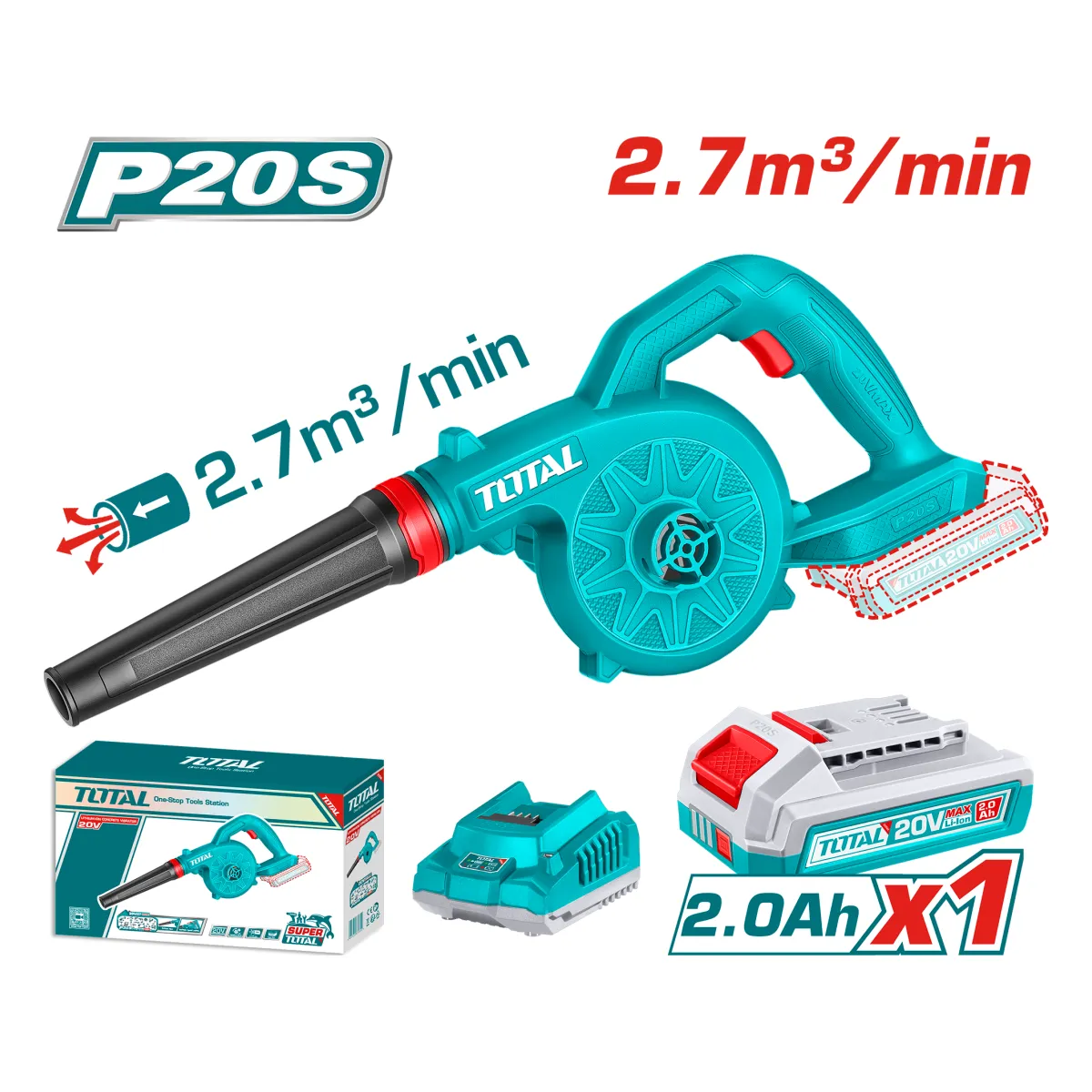 Total TABLI20781 20V Cordless Blower Kit