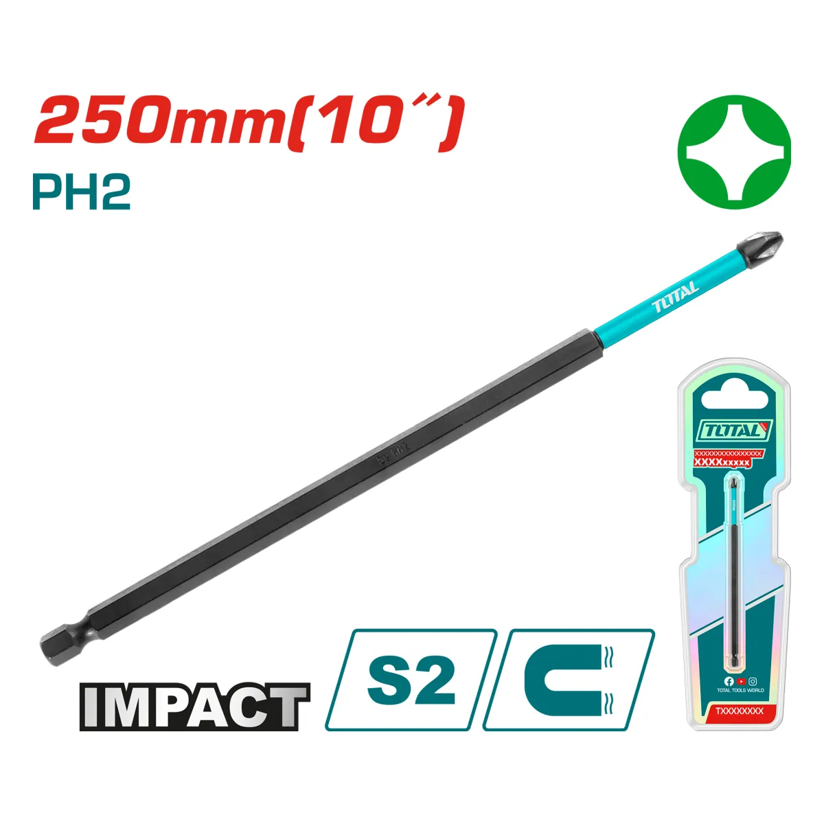Total TACIM71PH2250 250mm Impact Screwdriver Bit