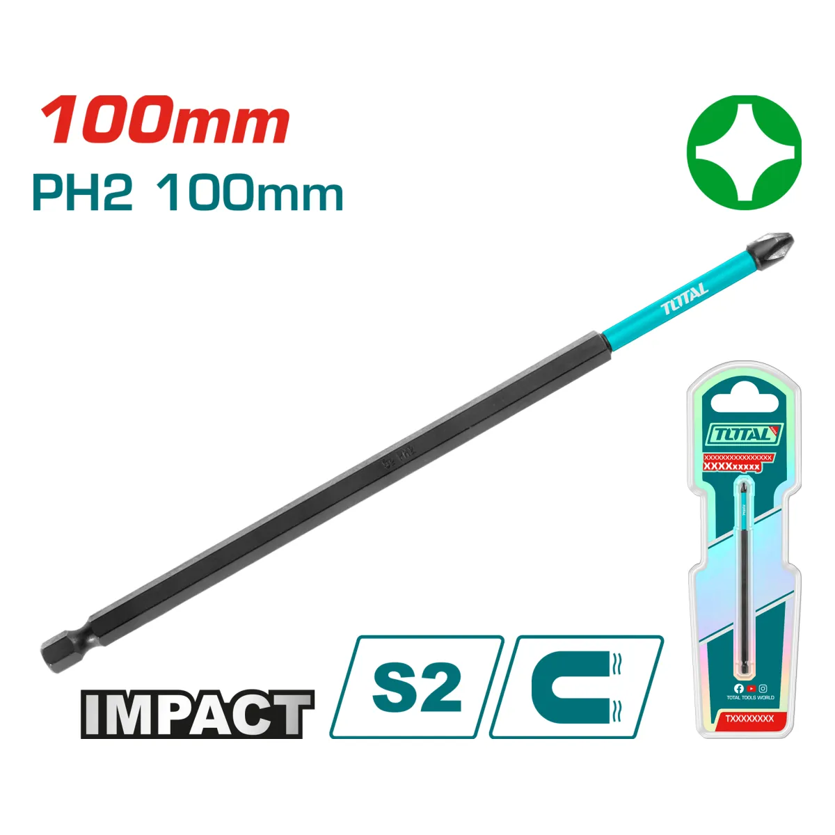 Total TACIM71PH2100 100mm Impact Screwdriver Bit