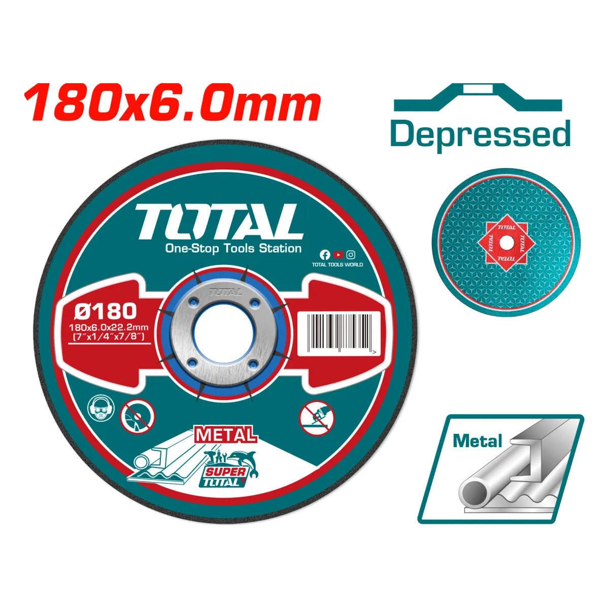 Total TAC2231801 180mm Metal Grinding Disc