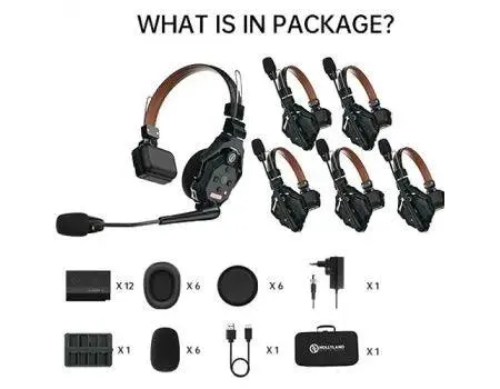 Hollyland 6-person Noise Cancelling Intercom Headset Full Duplex System