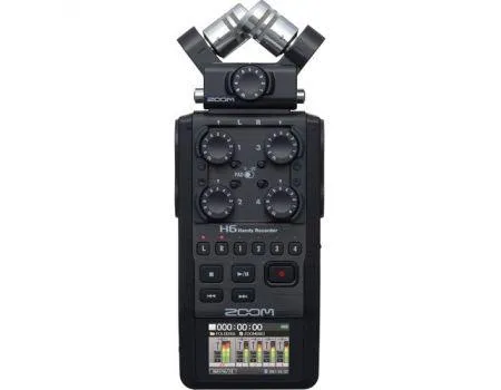 Zoom H6 All Black 6-Input / 6-Track Portable Handy Recorder with Single Mic Capsule (Black)