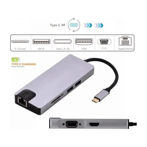 Type-c to 8IN 1  4kWITH VGA)