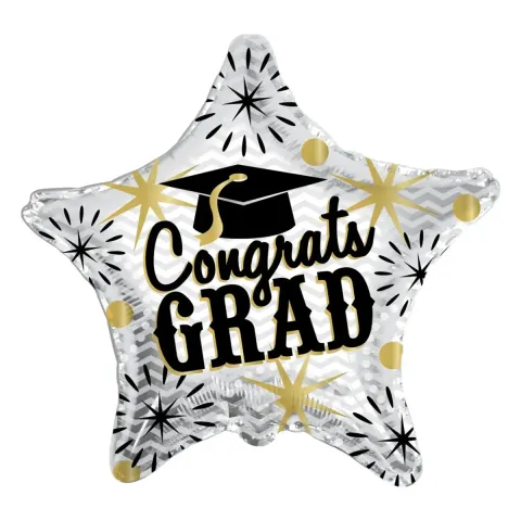 Festive Congrats Grad Star Foil Balloon 18-Inch for Graduation Celebrations