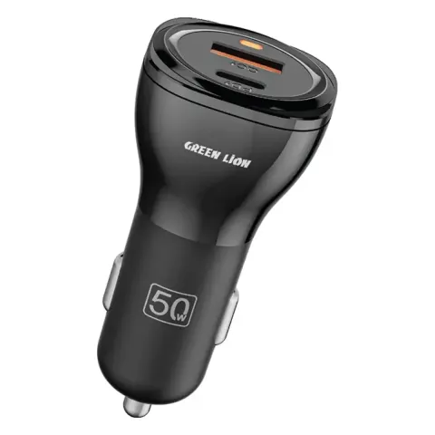 Green Lion Dual Port Car Charger 50W with USB-C to Lightning Cable 1m