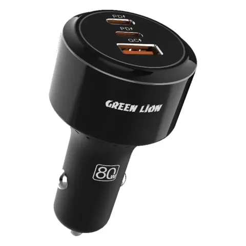 Green Lion Roadex Triple Port Car Charger 80W with 1m USB-C to Lightning Cable