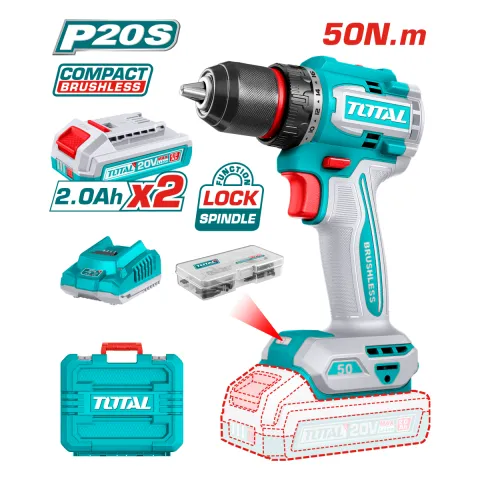 Total TDLI205062 20V Cordless Drill Kit