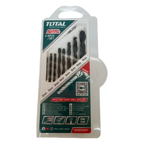 Total TACSD0801 HSS Drill Bits, 8pcs