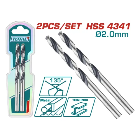 Total TAC1200024 2mm HSS Drill Bits, 2pcs