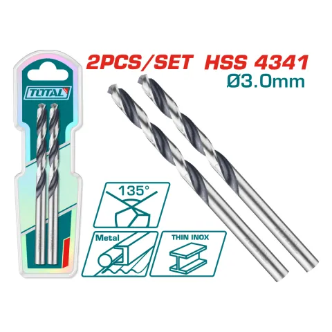 Total TAC1200034 3mm HSS Drill Bits, 2pcs